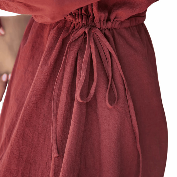 Maroon Mini Shirt Dress, Button-Front, Drawstring, Women's Cupshe, Sz Large - Picture 7 of 7